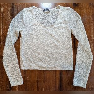Abercrombie & Fitch Lace Crop Top White Medium Streetwear Club Rave Concert Used